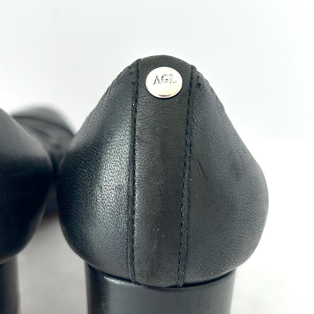AGL Cap Toe Pump Black Spirit Patent Leather Block Heel Women's Size EU 36 US 6 - Picture 9 of 13